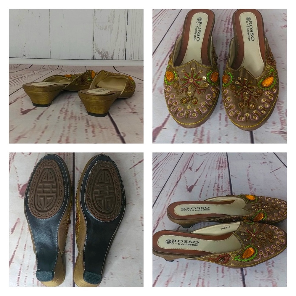 Embellished Kitten Heel Mules